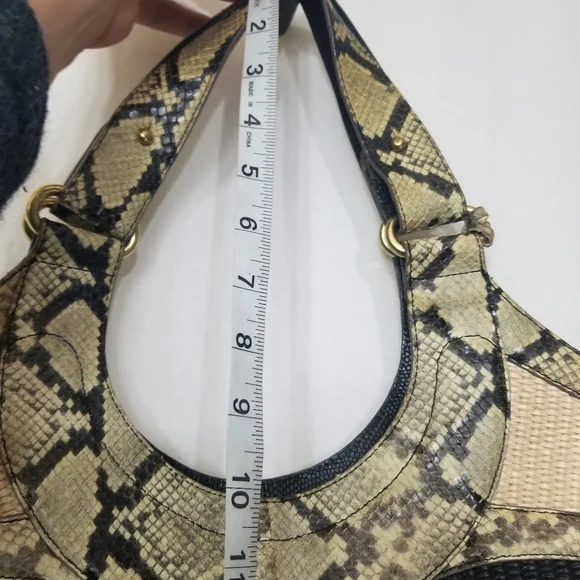 Vintage Brahmin Jute and Snakeskin Hobo bag